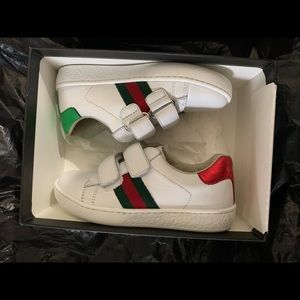 Kids Gucci leather web detail sneakers
